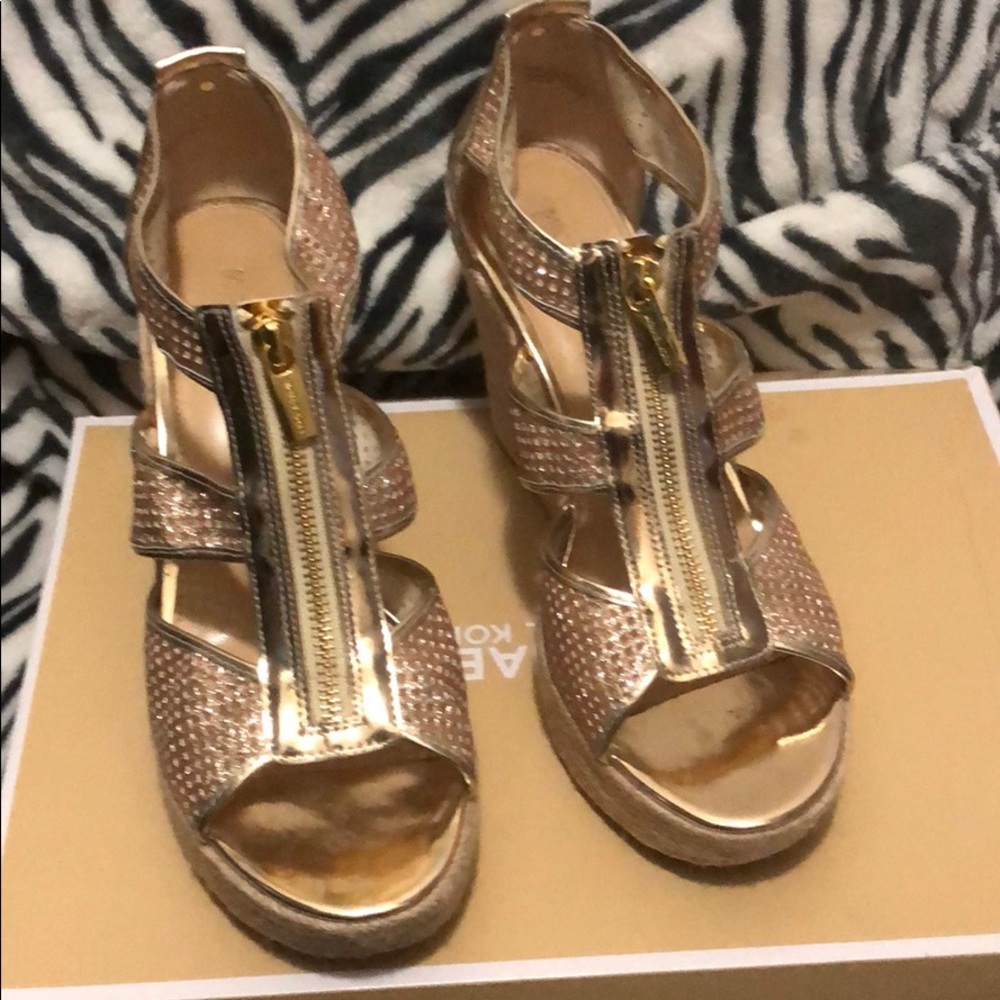 Michael Kors gold wedged heel
